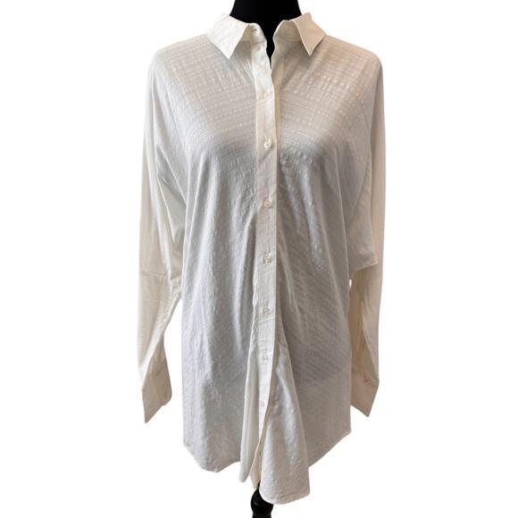 NWT TOPSHOP NORDSTROM Women's Curve Seersucker Button Up Shirt Size 6 - Picture 1 of 8